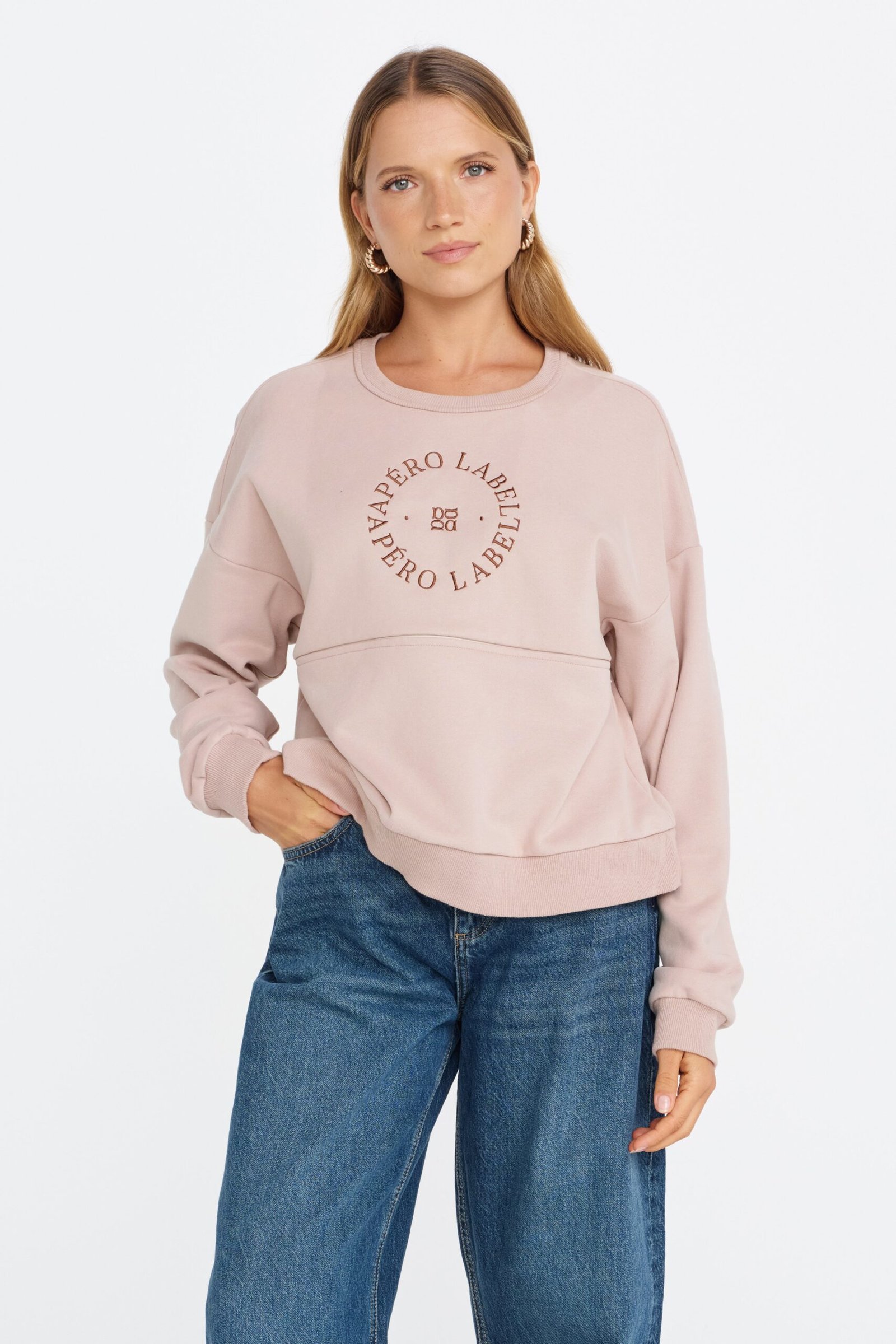Amalie Oversized Cropped Panel Jumper - Dusk Pink - Image 7