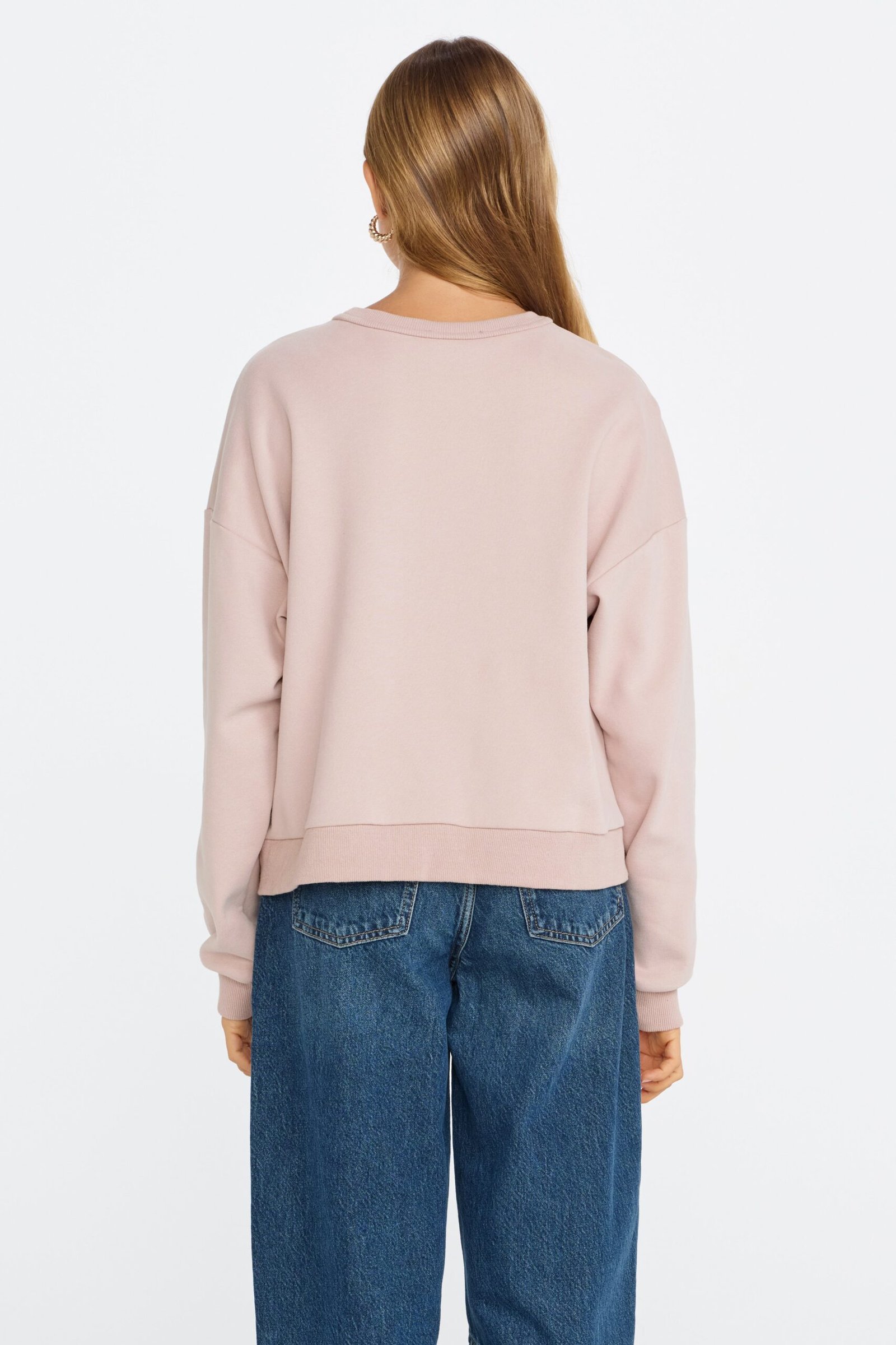 Amalie Oversized Cropped Panel Jumper - Dusk Pink - Image 5