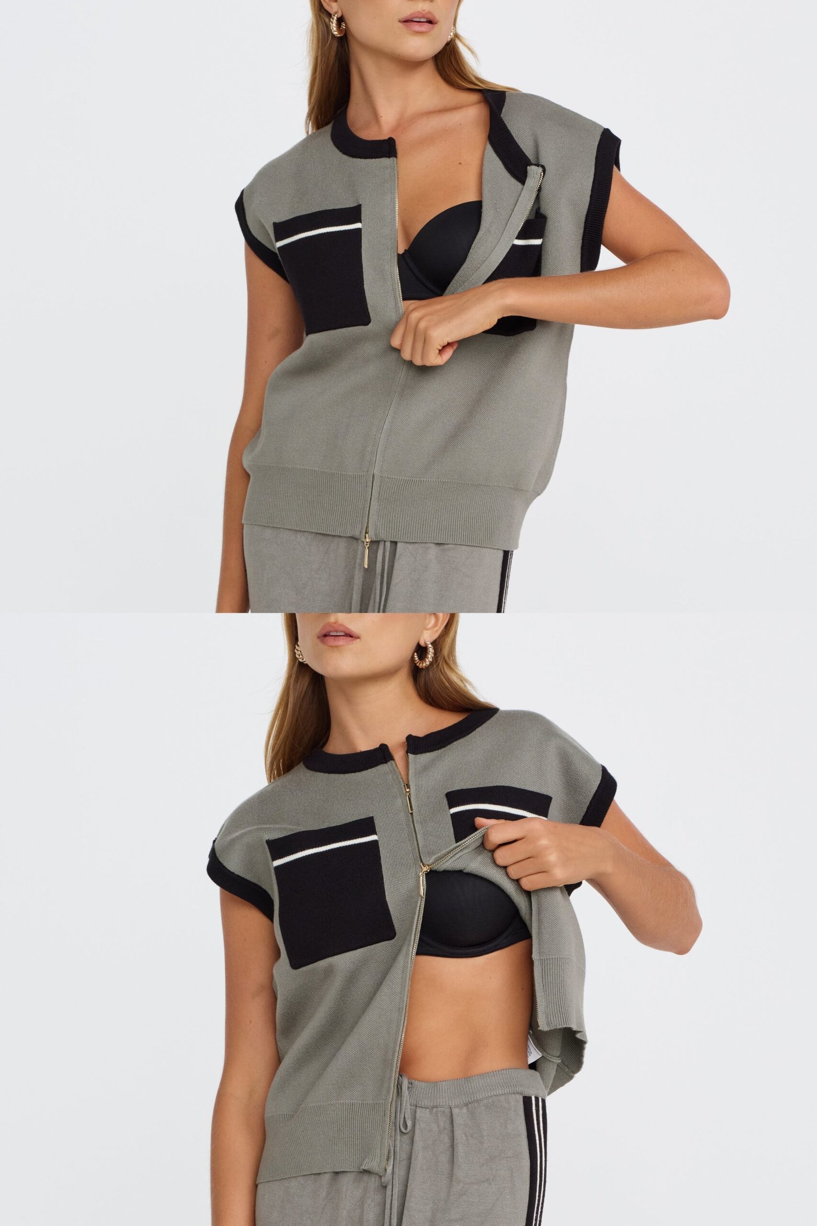 Axel Knit Gilet Vest - Khaki - Image 2